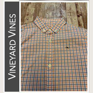 Vineyard Vines Light Blue & Pink Checks Button Down Whale Shirt EUC